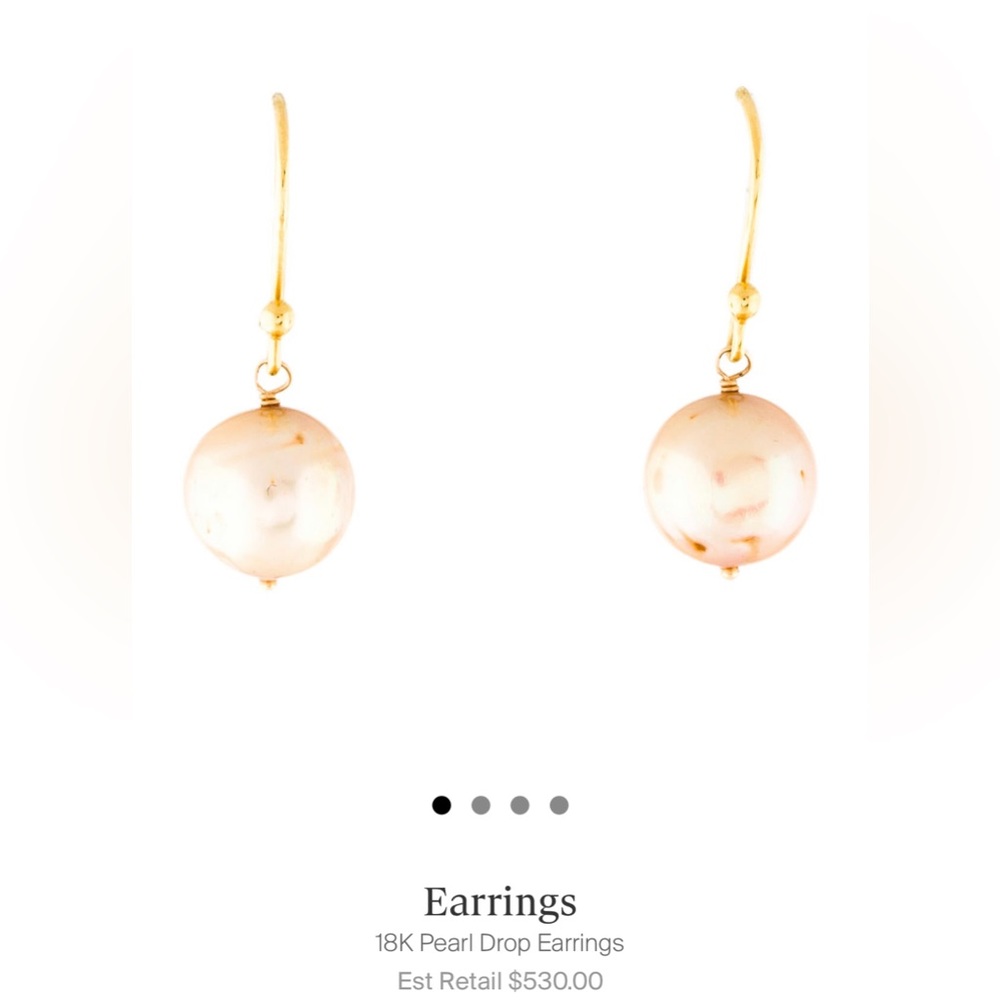 18K yellow gold drop earrings featuring near-round fancy cultured pearls